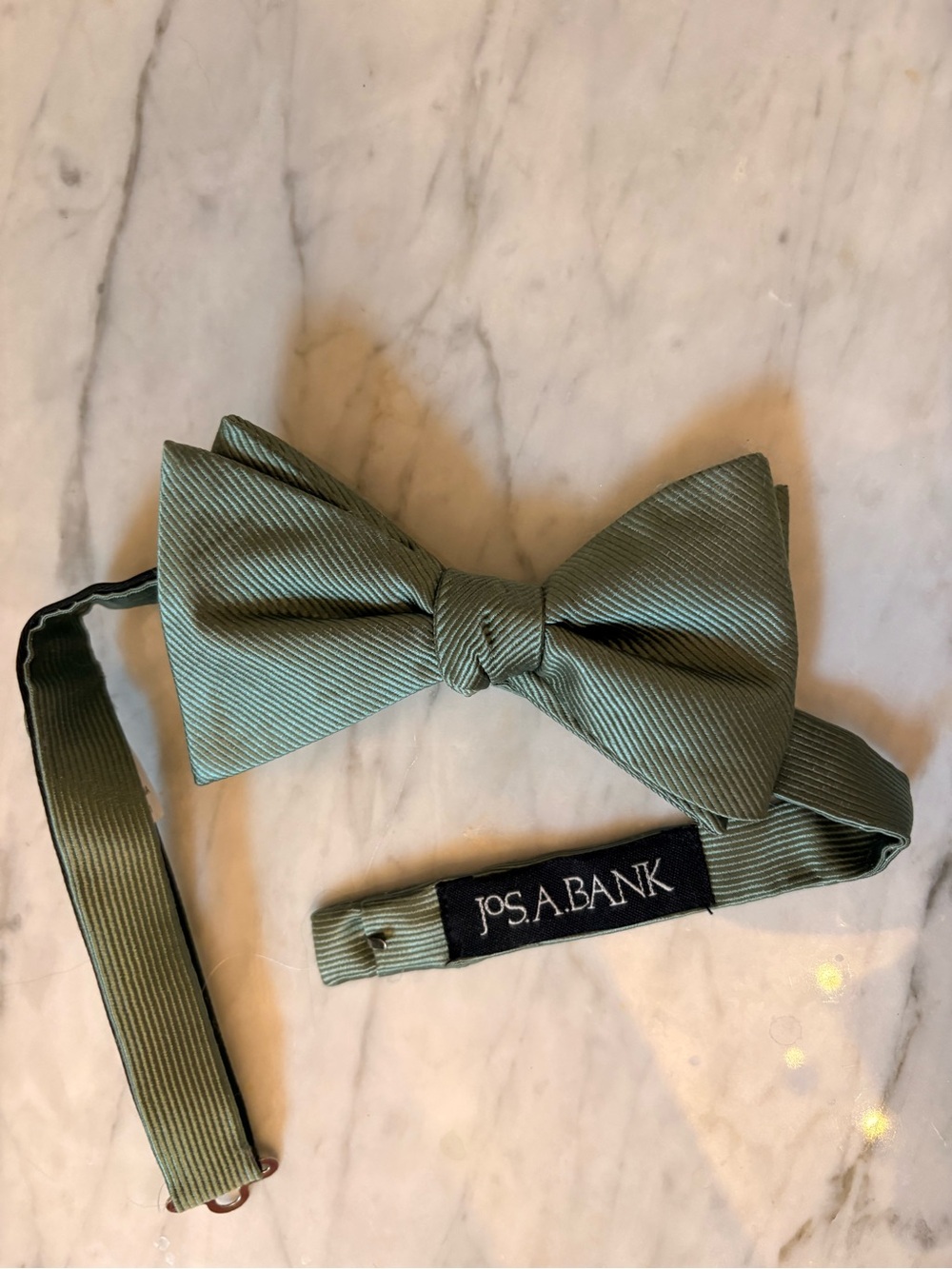 Jos. A. Bank Olive Green Silk Textured Pre-Tied Adjustable Bow Tie